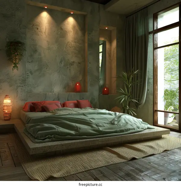 Modern Minimalist Bedroom Interior Design Illustration