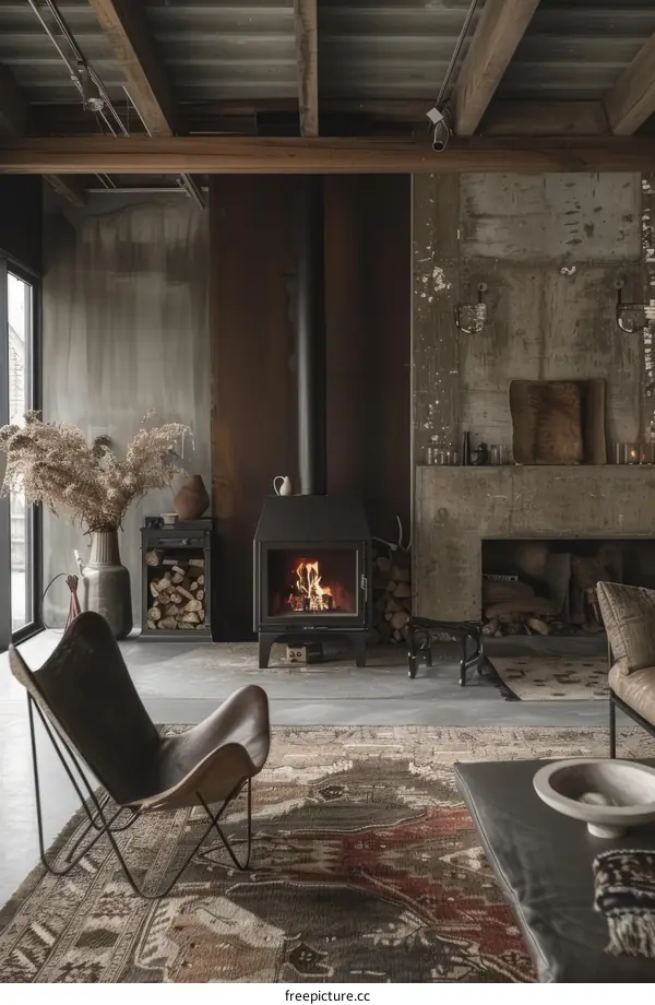 Rustic Living Room with Fireplace