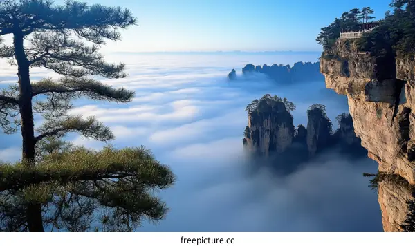 Majestic Mountain Peaks Piercing the Clouds