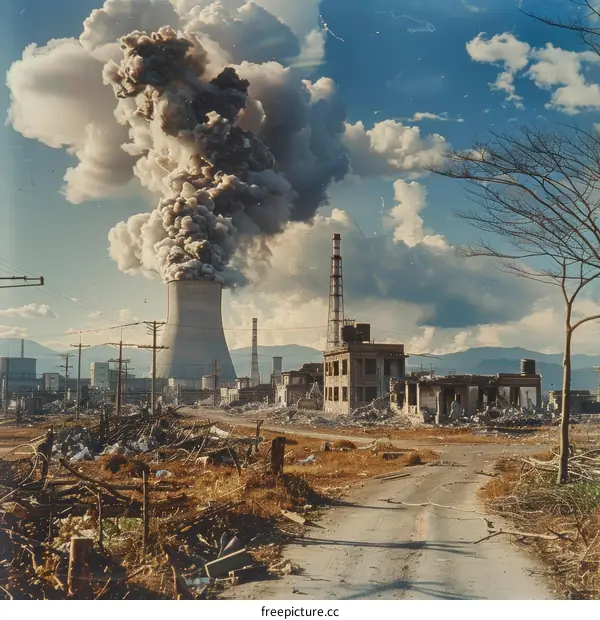 Post-Apocalyptic Cityscape: Ruins After Nuclear Explosion