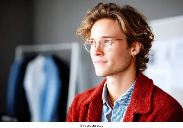 Stylish Caucasian Man in a Red Jacket
