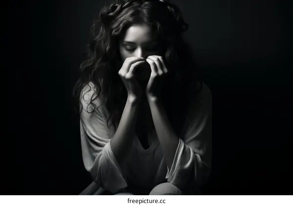 A Young Woman Feeling Sad and Covering Her Face with Her Hands