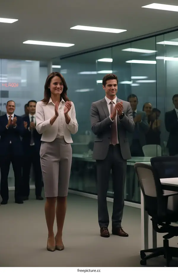 business people clapping in a meeting