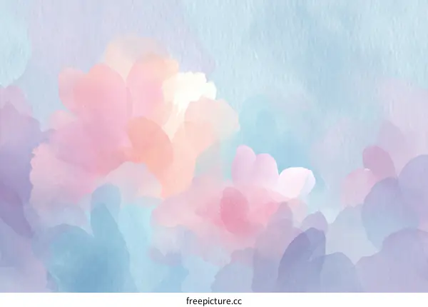 Abstract Pastel Watercolor Cloud-like Flowers