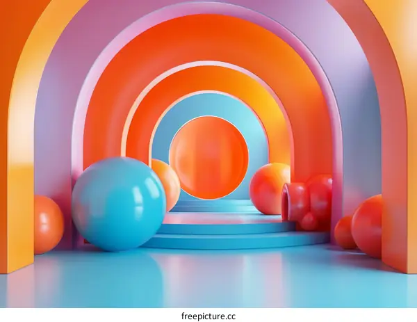 Geometric Shapes and Spheres Abstract Art