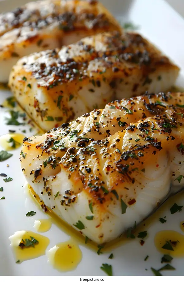 Grilled Cod Fish with Herbs and Spices