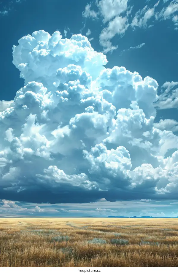 Dramatic Cumulus Clouds Over Wheat Field