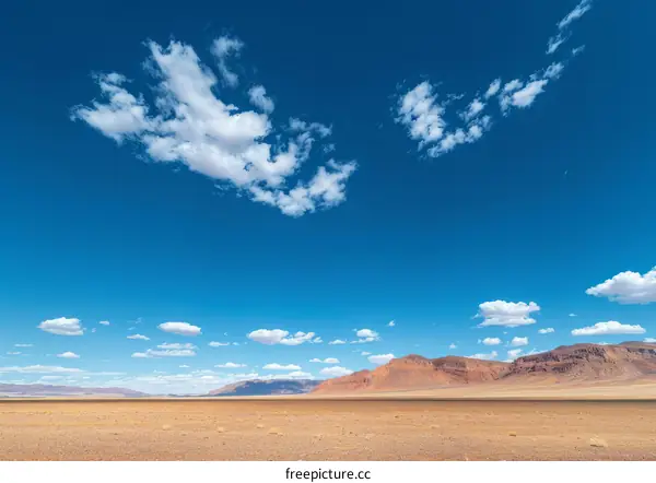 Vast Desert Landscape Under a Blue Sky