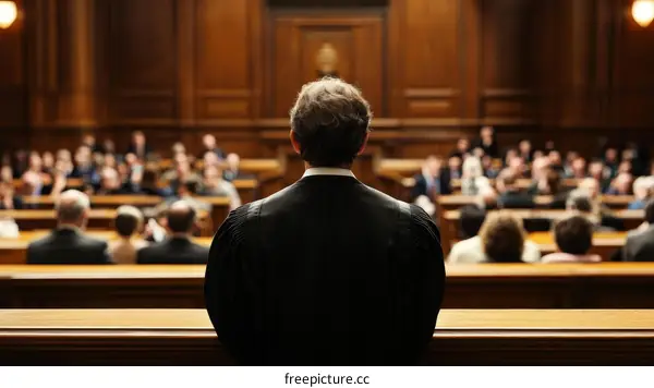 Courtroom Scene with Judge and Audience