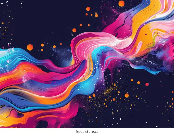 Abstract Colorful Flowing Paint Splatter