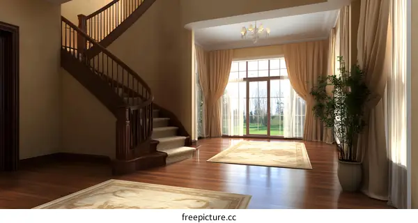 Luxury Home Interior Design With Wooden Stairs