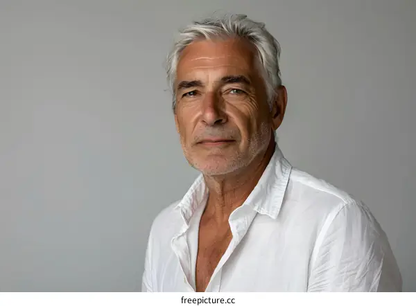 portrait of a handsome gray-haired man