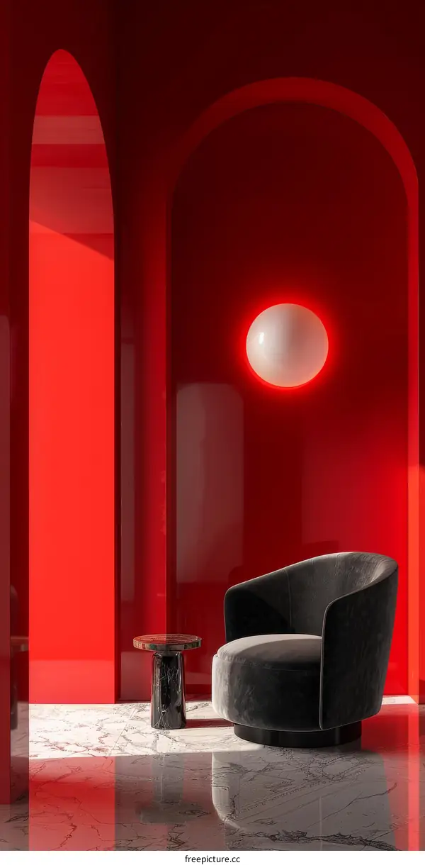 Modern Red Interior Design Illustration