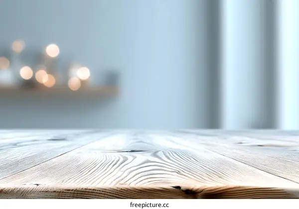 Wooden Table Top with Blurred Background