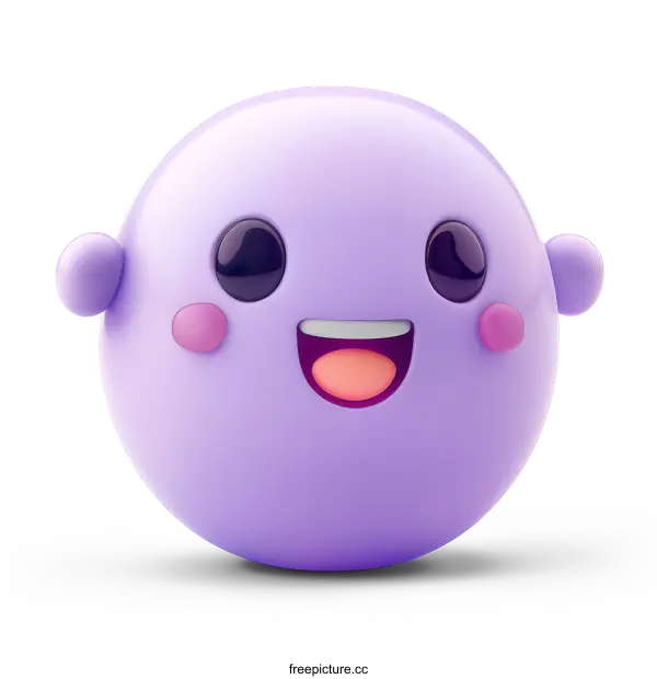 [Transparent Background PNG]Cute Purple Blob Character Smiling