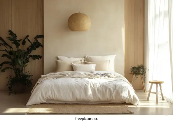 Beige Minimalist Bedroom Interior Design