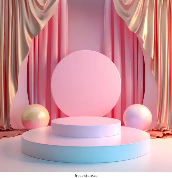 Pink Pastel Geometric Display Stage