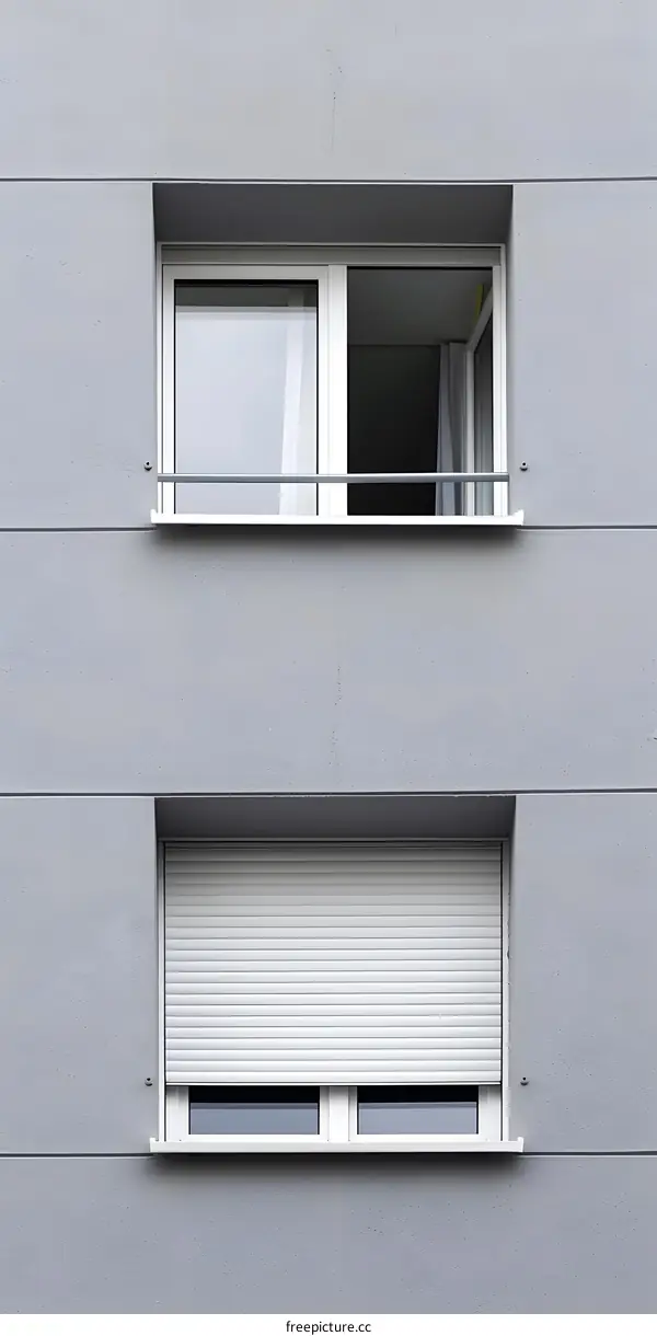 Gray Wall with Two Windows