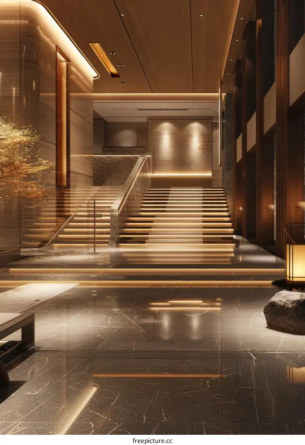 Hotel Lobby Staircase with Modern and Luxurious Design