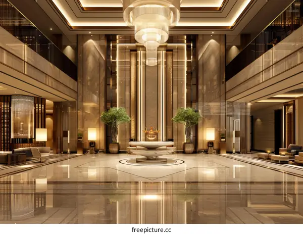 Luxury Hotel Lobby Interior Design Illustration