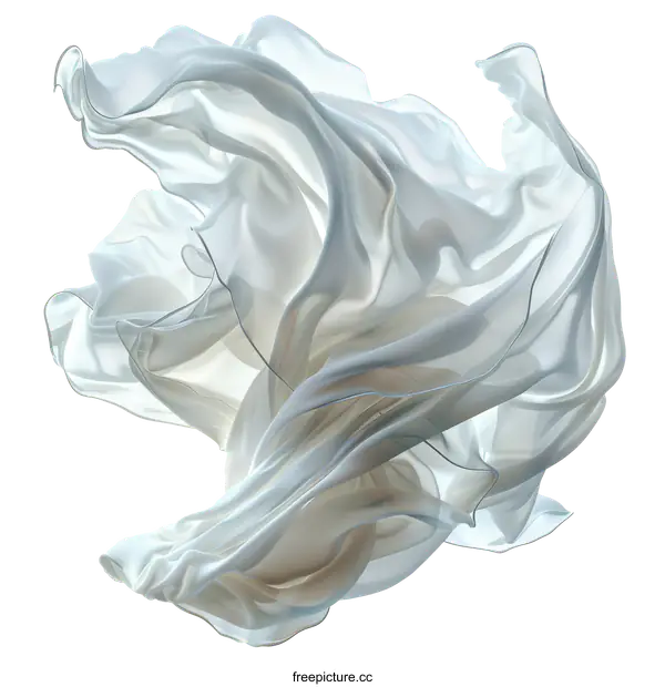 [Transparent Background PNG]Flowing white cloth on a white background