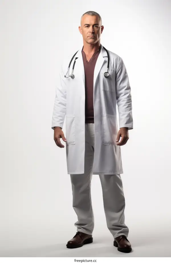 doctor in white coat with stethoscope