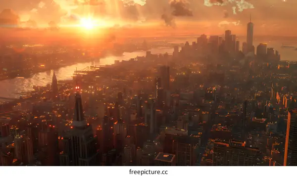 New York City Skyline Sunset