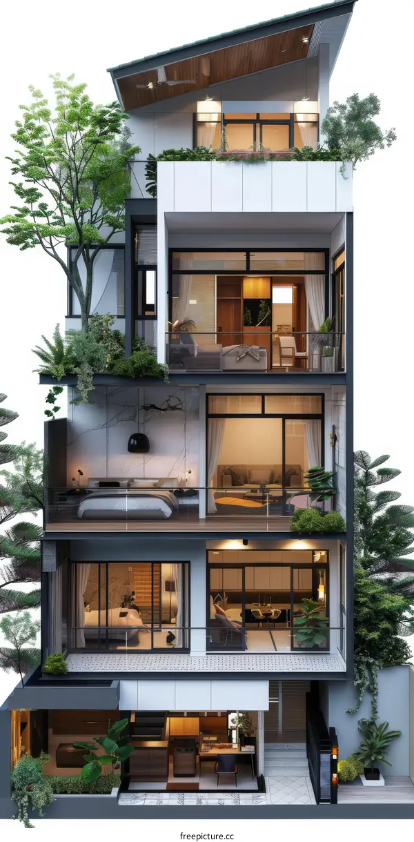 Modern Architecture of Residential Building in Ho Chi Minh City