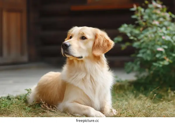 Golden Retriever Relaxing Outdoors