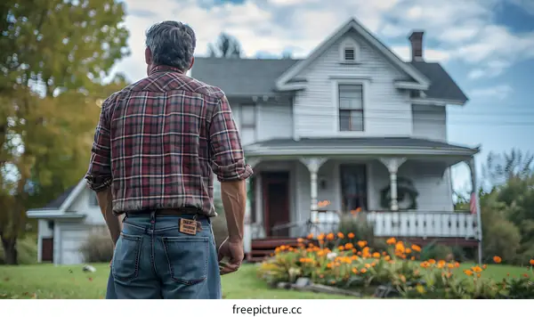 man standing in front of a house