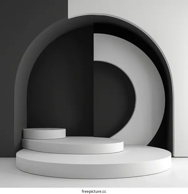 Minimalist Podium with Curved Wall Background