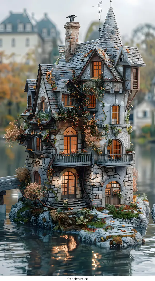fantasy house by the lake
