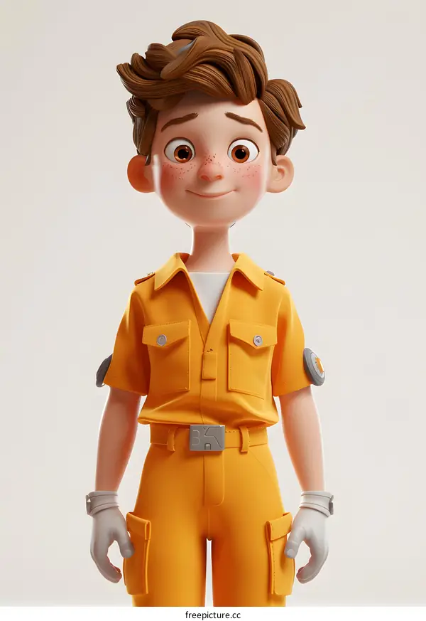 Smiling Boy in a Yellow Jumpsuit