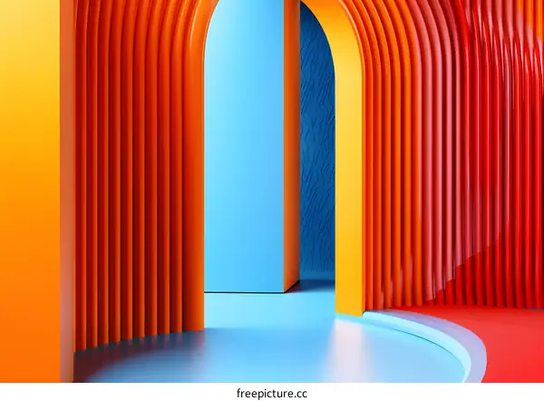 Abstract 3D Orange Yellow Blue Background