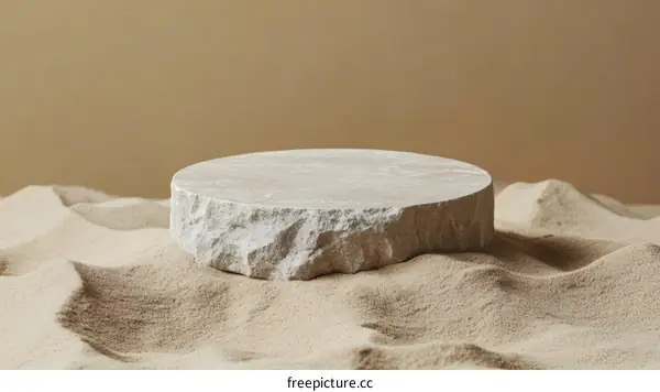 Natural Stone Display Stand on Sand Background
