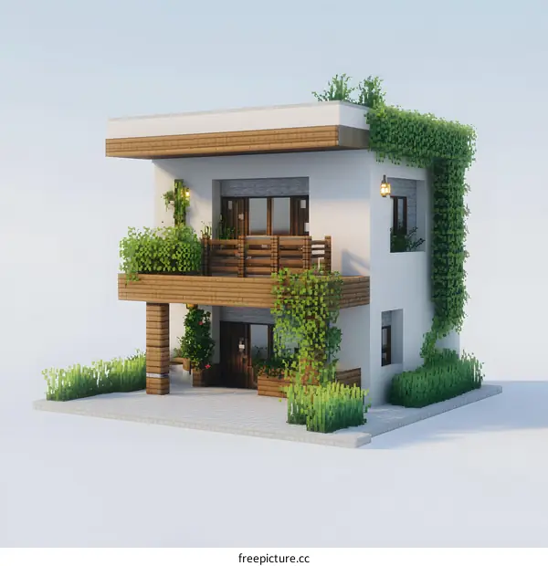 Modern Minecraft House Design with Green Vines