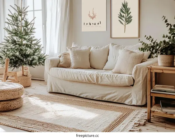 Cozy Living Room Interior Design with Christmas Decor