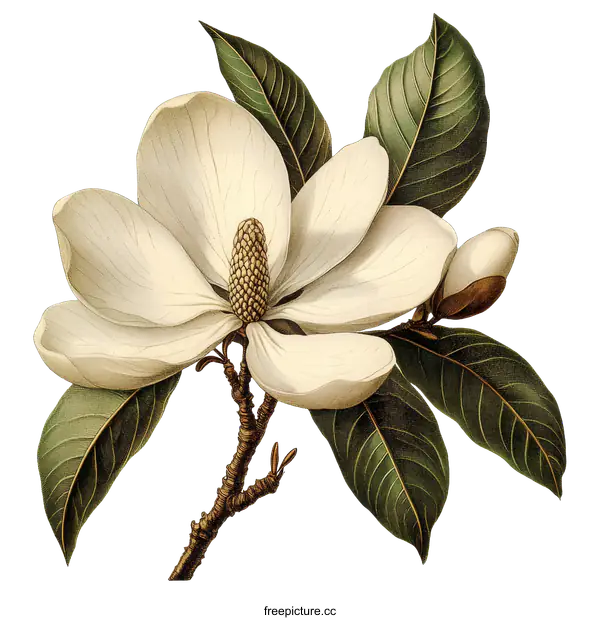 [Transparent Background PNG]Beautiful Magnolia Flower Illustration