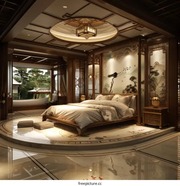 Elegant Chinese-Style Bedroom Interior Design