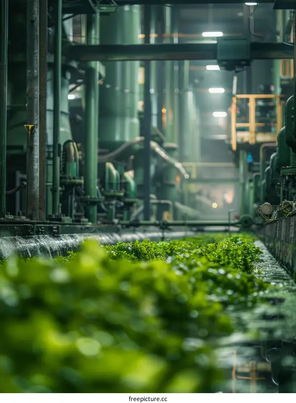 Green conveyor belt with vegetables
