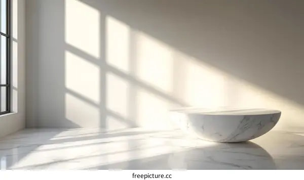 Empty Modern Minimalist White Marble Display