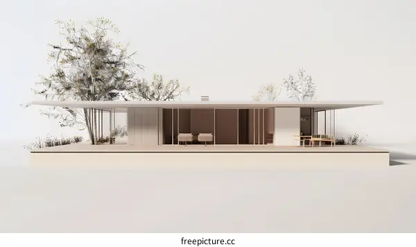 Modern Minimalist House with Large Windows and Minimalist Design