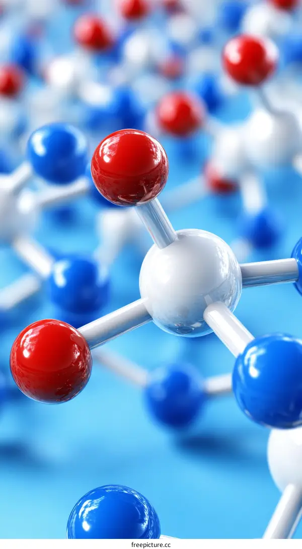 Molecular Structure Illustration on Blue Background