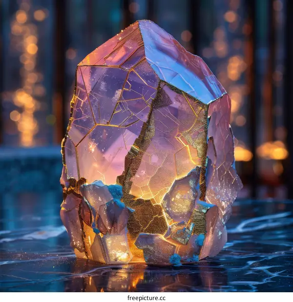 Stunning glowing pink and blue crystal
