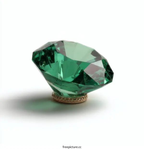 Emerald Diamond Gemstone with Gold Base