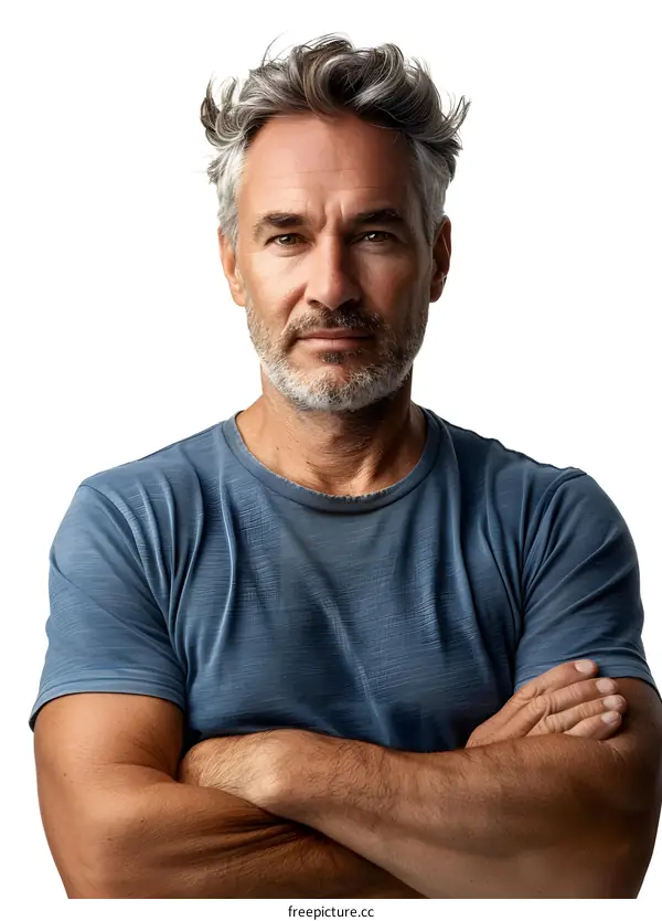 Portrait of a handsome man with grey hair and beard