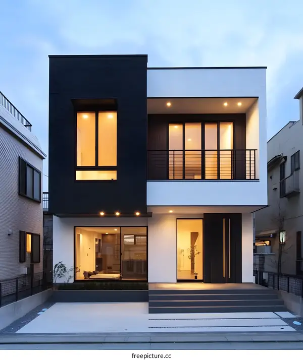 Modern Two Story House with Black and White Exterior