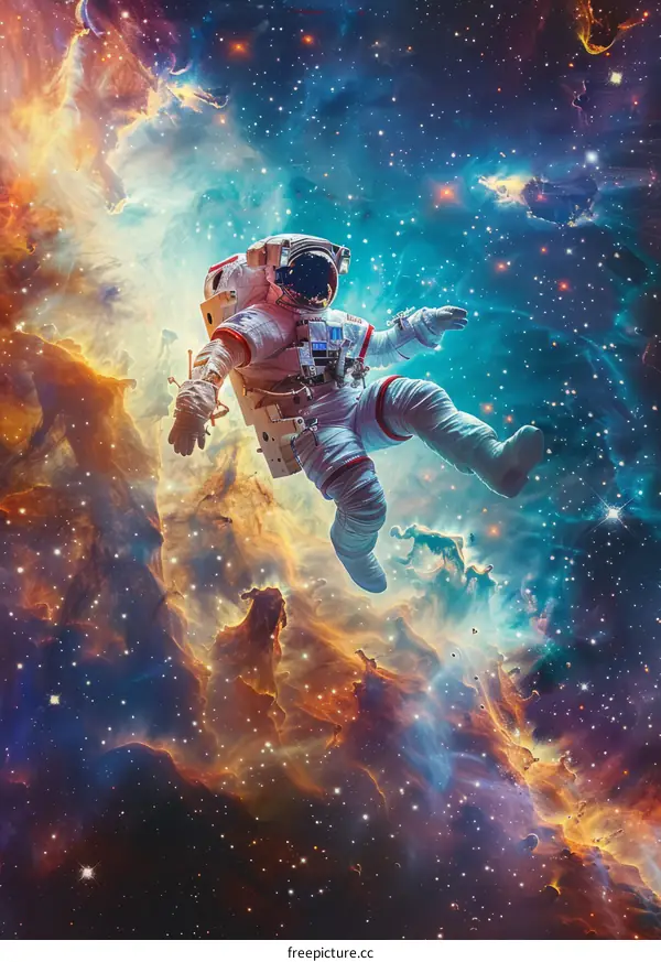 Astronaut Floating in the Vast Expanse of Outer Space