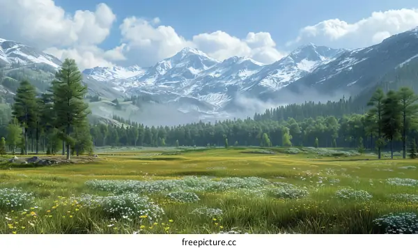 Stunning Mountain Scenery and Vibrant Grassland Blossoms