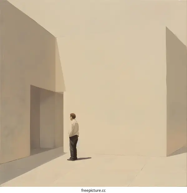 Man Standing in Minimalist Architecture